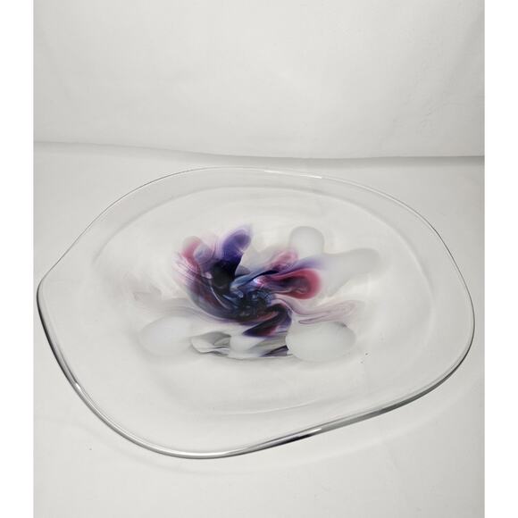 Vintage Signed Studio Art Glass Bowl Mid Century Modern Studio Clear BSQ 310 Art - Picture 4 of 10